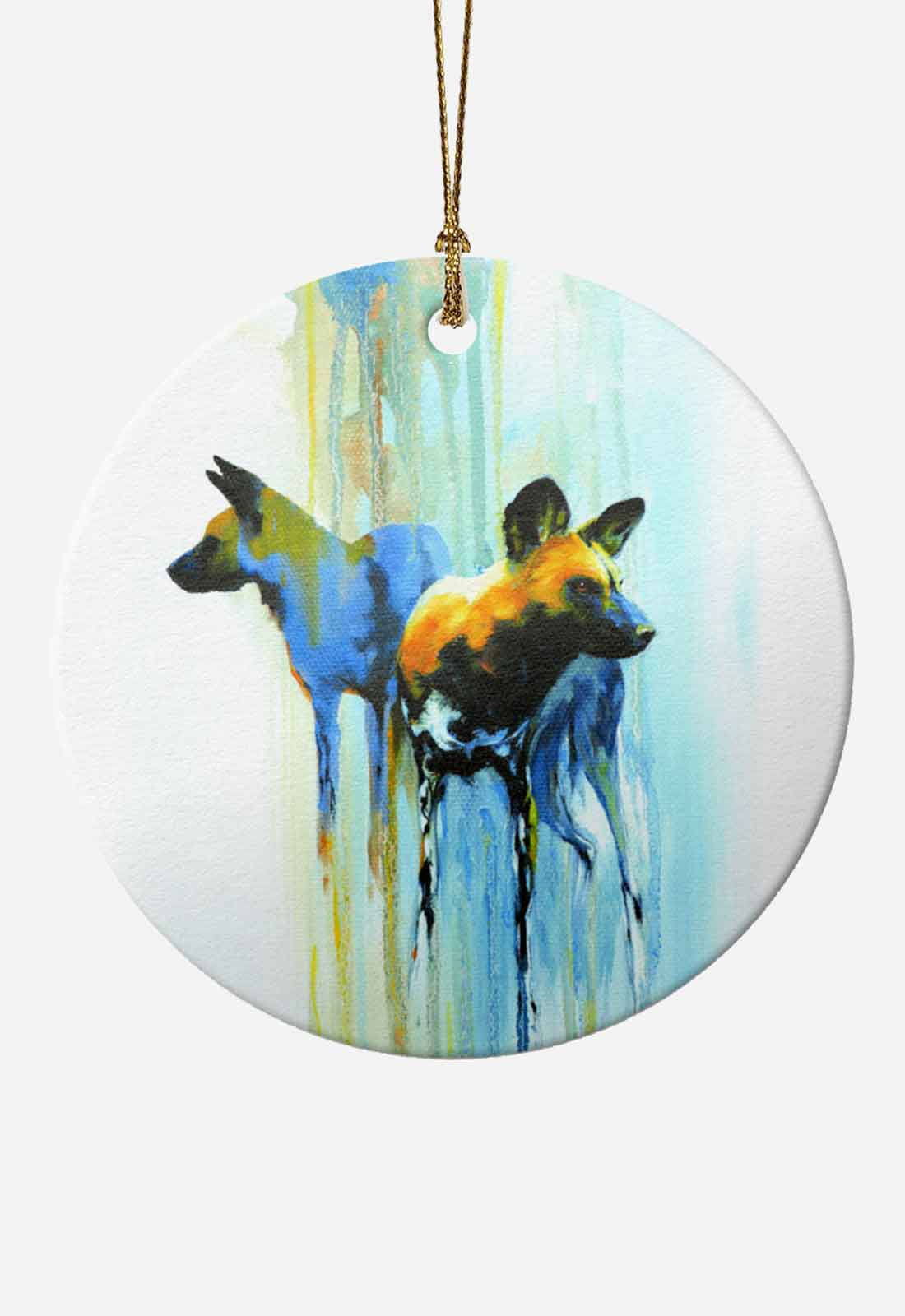 Painted Dogs Ceramic Bauble